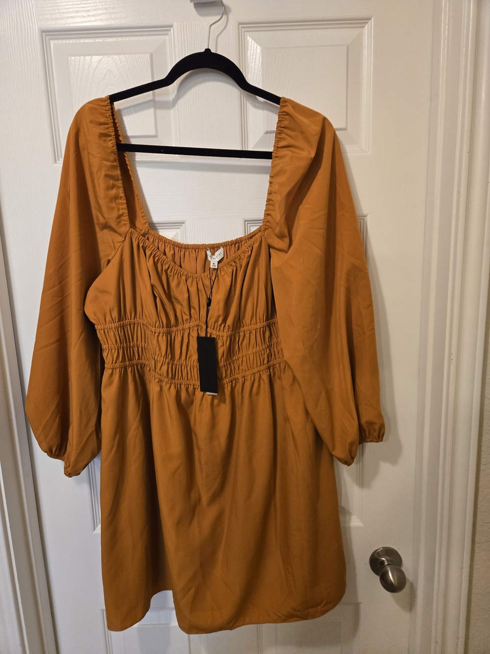 Gianni Bini Rust Gold Square Neck Mini Dress